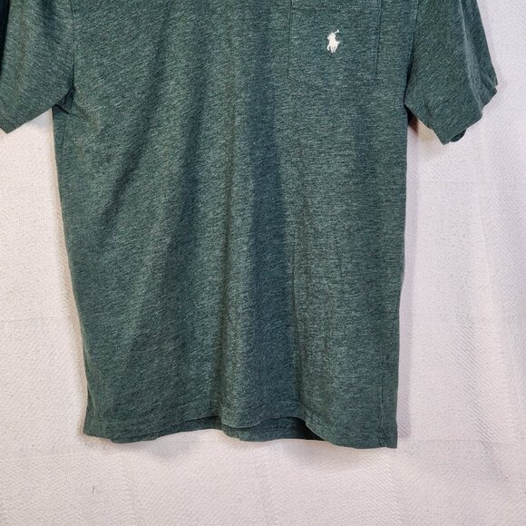 Polo Ralph Lauren Heather Green SS Logo Pocket V-Neck Cotton Poly Tee Sz M 10-12 - Picture 5 of 16